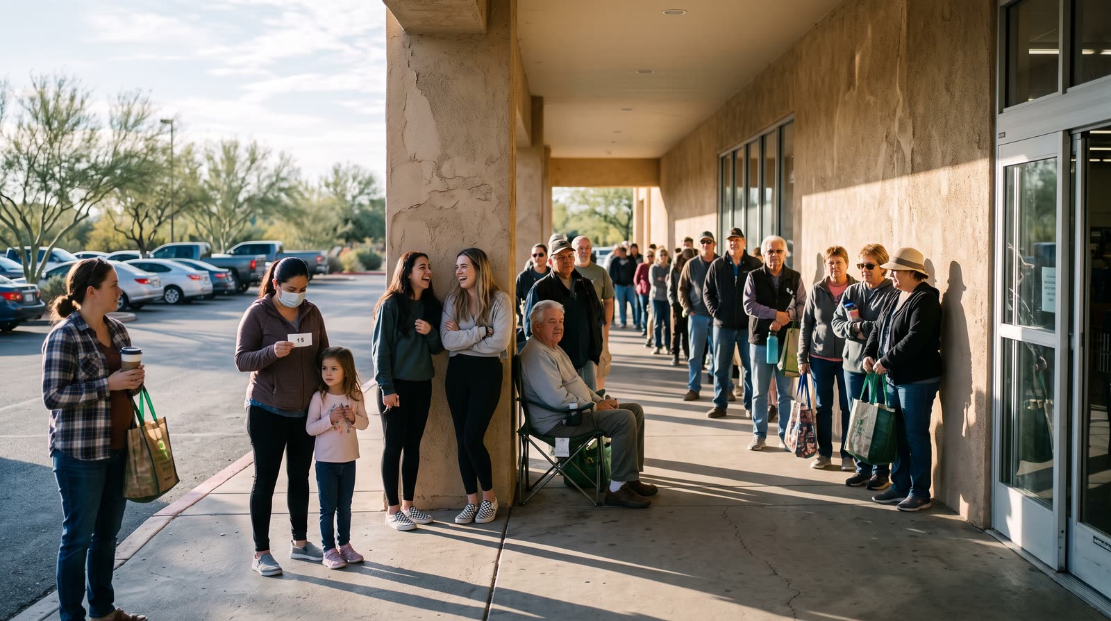 Shoppers lined up outside the store on Friday morning